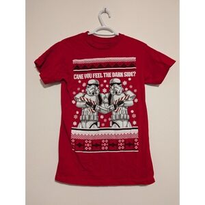 STAR WARS T-Shirt Storm Trooper Christmas Men's S "Cane You Feel The Dark Side?"